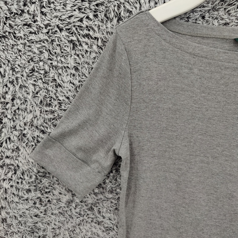 Ralph Lauren LRL Women Classic Preppy Old Money Knit Top L Gray Boat Neck Cuffed - Picture 7 of 16
